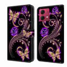 For Motorola Moto G84 Crystal 3D Shockproof Protective Leather Phone Case(Purple Flower Butterfly) - 1