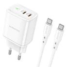 Borofone BN9 Reacher PD 35W USB-C / Type-C Dual Ports Charger Set with Type-C to Type-C Cable, EU Plug(White) - 1