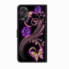 For OPPO A38 4G Crystal 3D Shockproof Protective Leather Phone Case(Purple Flower Butterfly) - 3