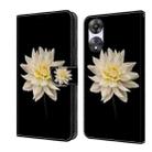 For OPPO A58 5G Crystal 3D Shockproof Protective Leather Phone Case(White Flower) - 1