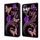 For OPPO A58 5G Crystal 3D Shockproof Protective Leather Phone Case(Purple Flower Butterfly) - 1