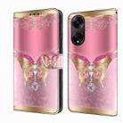 For OPPO A98 5G Crystal 3D Shockproof Protective Leather Phone Case(Pink Bottom Butterfly) - 1
