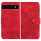 For Google Pixel 6a YX0060 Elephant Head Embossed Phone Leather Case with Lanyard(Red) - 1