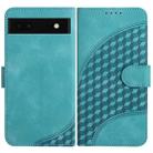 For Google Pixel 6a YX0060 Elephant Head Embossed Phone Leather Case with Lanyard(Light Blue) - 1