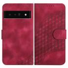 For Google Pixel 6 Pro YX0060 Elephant Head Embossed Phone Leather Case with Lanyard(Rose Red) - 1