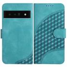 For Google Pixel 6 Pro YX0060 Elephant Head Embossed Phone Leather Case with Lanyard(Light Blue) - 1