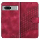 For Google Pixel 7 5G YX0060 Elephant Head Embossed Phone Leather Case with Lanyard(Rose Red) - 1