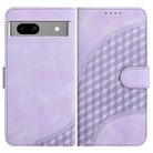 For Google Pixel 7a YX0060 Elephant Head Embossed Phone Leather Case with Lanyard(Light Purple) - 1