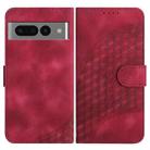 For Google Pixel 7 Pro 5G YX0060 Elephant Head Embossed Phone Leather Case with Lanyard(Rose Red) - 1