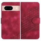 For Google Pixel 8a YX0060 Elephant Head Embossed Phone Leather Case with Lanyard(Rose Red) - 1