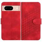 For Google Pixel 8a YX0060 Elephant Head Embossed Phone Leather Case with Lanyard(Red) - 1