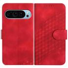 For Google Pixel 9 Pro YX0060 Elephant Head Embossed Phone Leather Case with Lanyard(Red) - 1