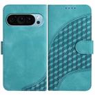 For Google Pixel 9 Pro YX0060 Elephant Head Embossed Phone Leather Case with Lanyard(Light Blue) - 1