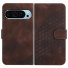 For Google Pixel 9 Pro YX0060 Elephant Head Embossed Phone Leather Case with Lanyard(Coffee) - 1