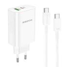 Borofone BN10 Sunlight PD 65W + USB 22.5W Dual Port Charger Set with Type-C to Type-C Cable, EU Plug(White) - 1