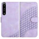 For Sony Xperia 1 IV YX0060 Elephant Head Embossed Phone Leather Case with Lanyard(Light Purple) - 1