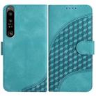 For Sony Xperia 1 IV YX0060 Elephant Head Embossed Phone Leather Case with Lanyard(Light Blue) - 1