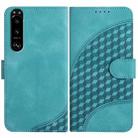 For Sony Xperia 5 III YX0060 Elephant Head Embossed Phone Leather Case with Lanyard(Light Blue) - 1