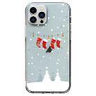 For iPhone 12 Pro Max Christmas Colored Drawing Pattern High Transparent Soft TPU Phone Case(Christmas Stocking) - 1