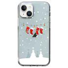 For iPhone 14 Plus Christmas Colored Drawing Pattern High Transparent Soft TPU Phone Case(Christmas Stocking) - 1