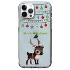 For iPhone 14 Pro Christmas Colored Drawing Pattern High Transparent Soft TPU Phone Case(Elk) - 1