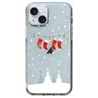 For iPhone 15 Christmas Colored Drawing Pattern High Transparent Soft TPU Phone Case(Christmas Stocking) - 1