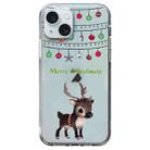 For iPhone 15 Plus Christmas Colored Drawing Pattern High Transparent Soft TPU Phone Case(Elk) - 1