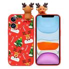 For iPhone 11 Colored Drawing Deer Relief Doll Soft TPU Phone Case(Christmas Tree and Deer) - 1