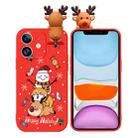 For iPhone 11 Colored Drawing Deer Relief Doll Soft TPU Phone Case(Snowman and Deer) - 1