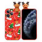 For iPhone 11 Pro Colored Drawing Deer Relief Doll Soft TPU Phone Case(Christmas Tree and Deer) - 1