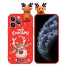 For iPhone 11 Pro Colored Drawing Deer Relief Doll Soft TPU Phone Case(Christmas Elk) - 1