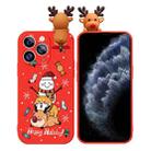 For iPhone 11 Pro Max Colored Drawing Deer Relief Doll Soft TPU Phone Case(Snowman and Deer) - 1