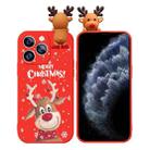 For iPhone 11 Pro Max Colored Drawing Deer Relief Doll Soft TPU Phone Case(Christmas Elk) - 1