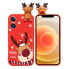 For iPhone 12 Colored Drawing Deer Relief Doll Soft TPU Phone Case(Cute Elk) - 1