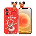 For iPhone 12 Colored Drawing Deer Relief Doll Soft TPU Phone Case(Christmas Elk) - 1