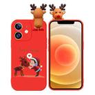 For iPhone 12 mini Colored Drawing Deer Relief Doll Soft TPU Phone Case(Child and Deer) - 1