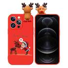 For iPhone 12 Pro Colored Drawing Deer Relief Doll Soft TPU Phone Case(Child and Deer) - 1