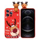 For iPhone 12 Pro Colored Drawing Deer Relief Doll Soft TPU Phone Case(Cute Elk) - 1