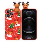 For iPhone 12 Pro Colored Drawing Deer Relief Doll Soft TPU Phone Case(Christmas Tree and Deer) - 1