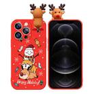 For iPhone 12 Pro Colored Drawing Deer Relief Doll Soft TPU Phone Case(Snowman and Deer) - 1