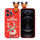 For iPhone 12 Pro Max Colored Drawing Deer Relief Doll Soft TPU Phone Case(Christmas Elk) - 1