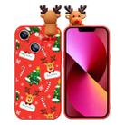 For iPhone 13 Colored Drawing Deer Relief Doll Soft TPU Phone Case(Christmas Tree and Deer) - 1
