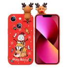 For iPhone 13 Colored Drawing Deer Relief Doll Soft TPU Phone Case(Snowman and Deer) - 1