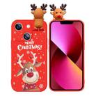 For iPhone 13 Colored Drawing Deer Relief Doll Soft TPU Phone Case(Christmas Elk) - 1