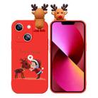 For iPhone 13 mini Colored Drawing Deer Relief Doll Soft TPU Phone Case(Child and Deer) - 1