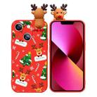 For iPhone 13 mini Colored Drawing Deer Relief Doll Soft TPU Phone Case(Christmas Tree and Deer) - 1