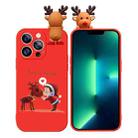 For iPhone 13 Pro Colored Drawing Deer Relief Doll Soft TPU Phone Case(Child and Deer) - 1