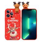 For iPhone 13 Pro Max Colored Drawing Deer Relief Doll Soft TPU Phone Case(Christmas Elk) - 1