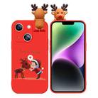 For iPhone 14 Colored Drawing Deer Relief Doll Soft TPU Phone Case(Child and Deer) - 1