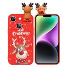 For iPhone 14 Plus Colored Drawing Deer Relief Doll Soft TPU Phone Case(Christmas Elk) - 1